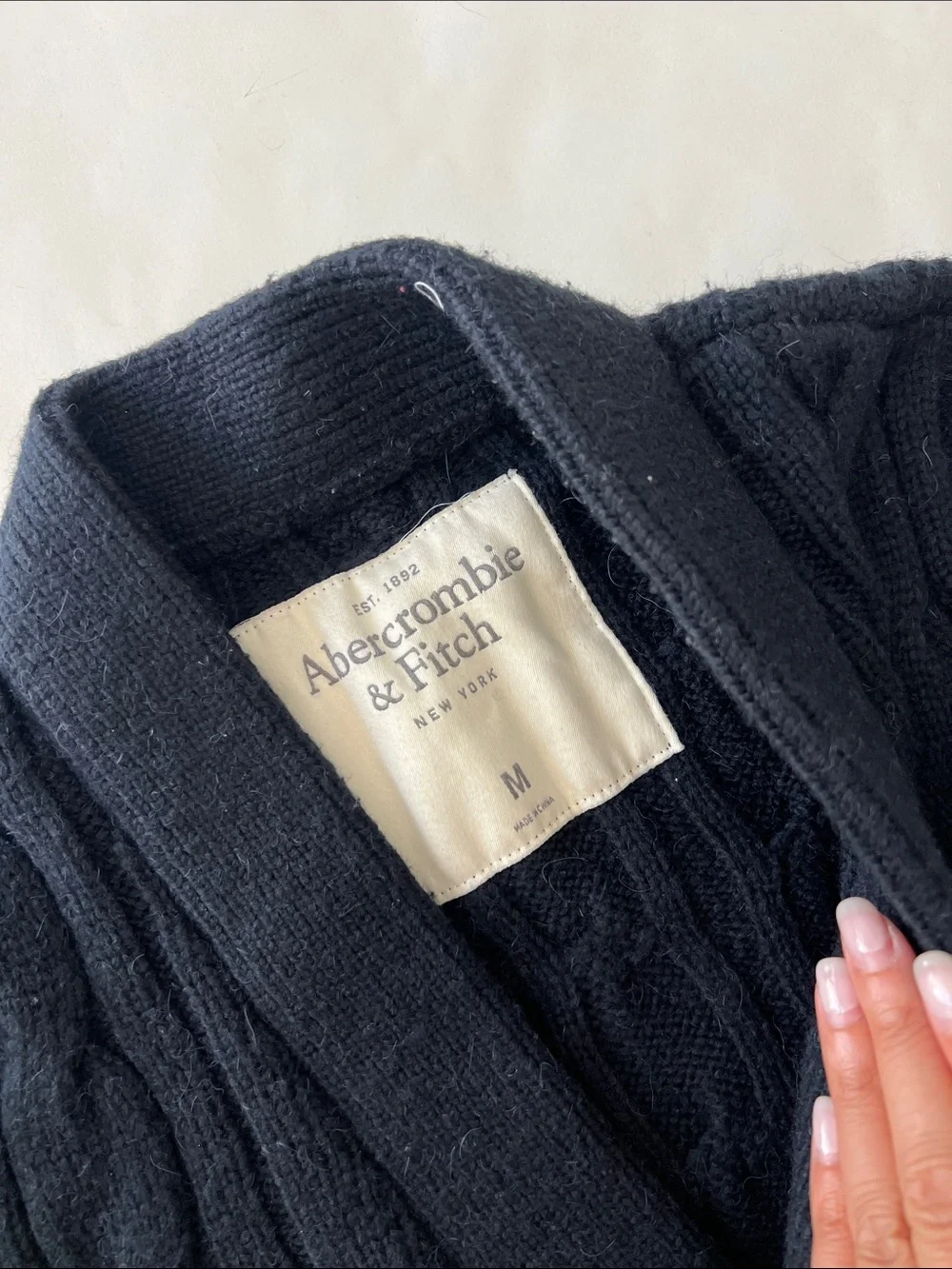 Abercrombie Vintage Wool Alpaca Thick Heavy Button Down Cardigan Sweater Navy M